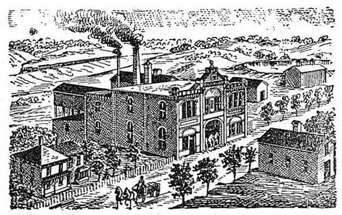 The Northern Brewery in woodcut form.